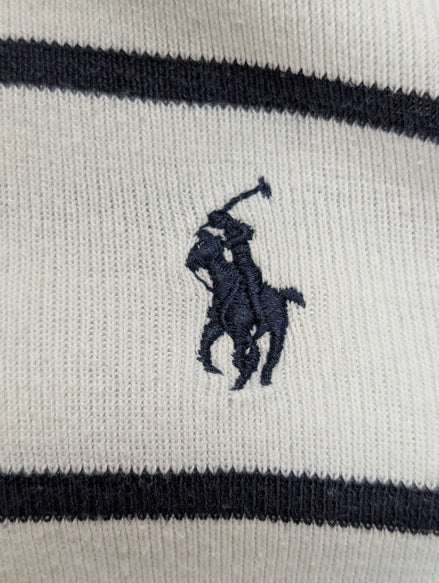 Pull Polo Ralph Lauren Blanc à Rayures Noires - 100% Coton Pima XXL