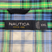 Chemise Nautica Bleu Vert À Carreaux Fond Blanc Manches Longues Taille XXL