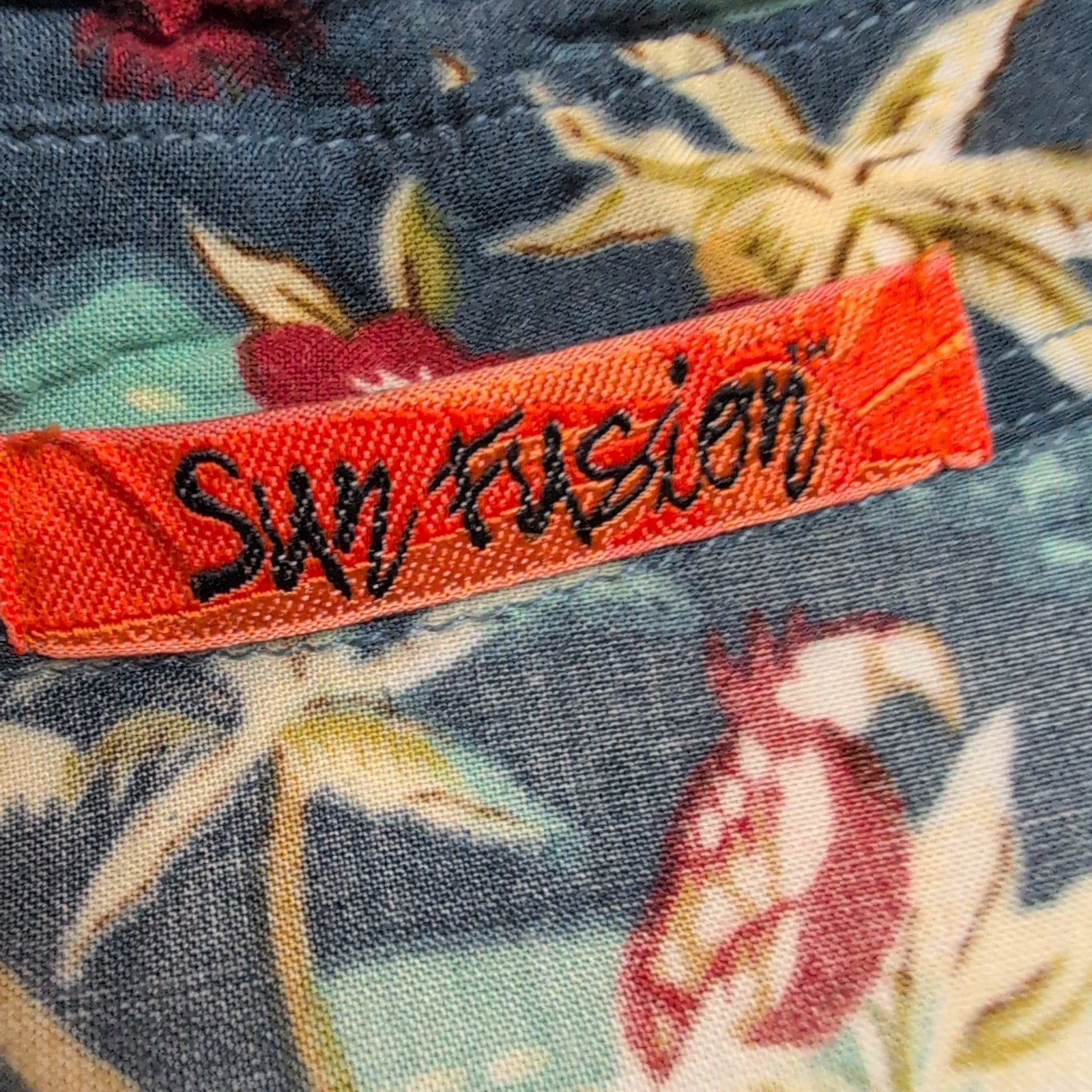Chemise Hawaïenne Sun Fusion Rayonne Bleu Poissons Palmiers M