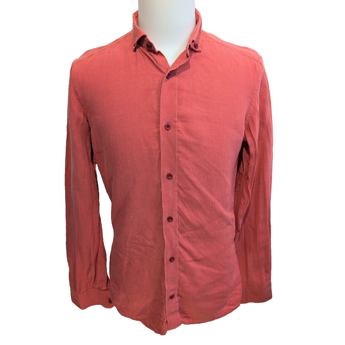 Chemise Tailor Store 100% Lin Rouge Manches Longues Taille S