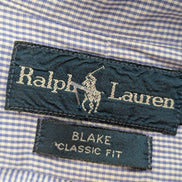 Chemise Polo Ralph Lauren Shirt Blake L XL Vichy Bleu Logo Noir Button Down
