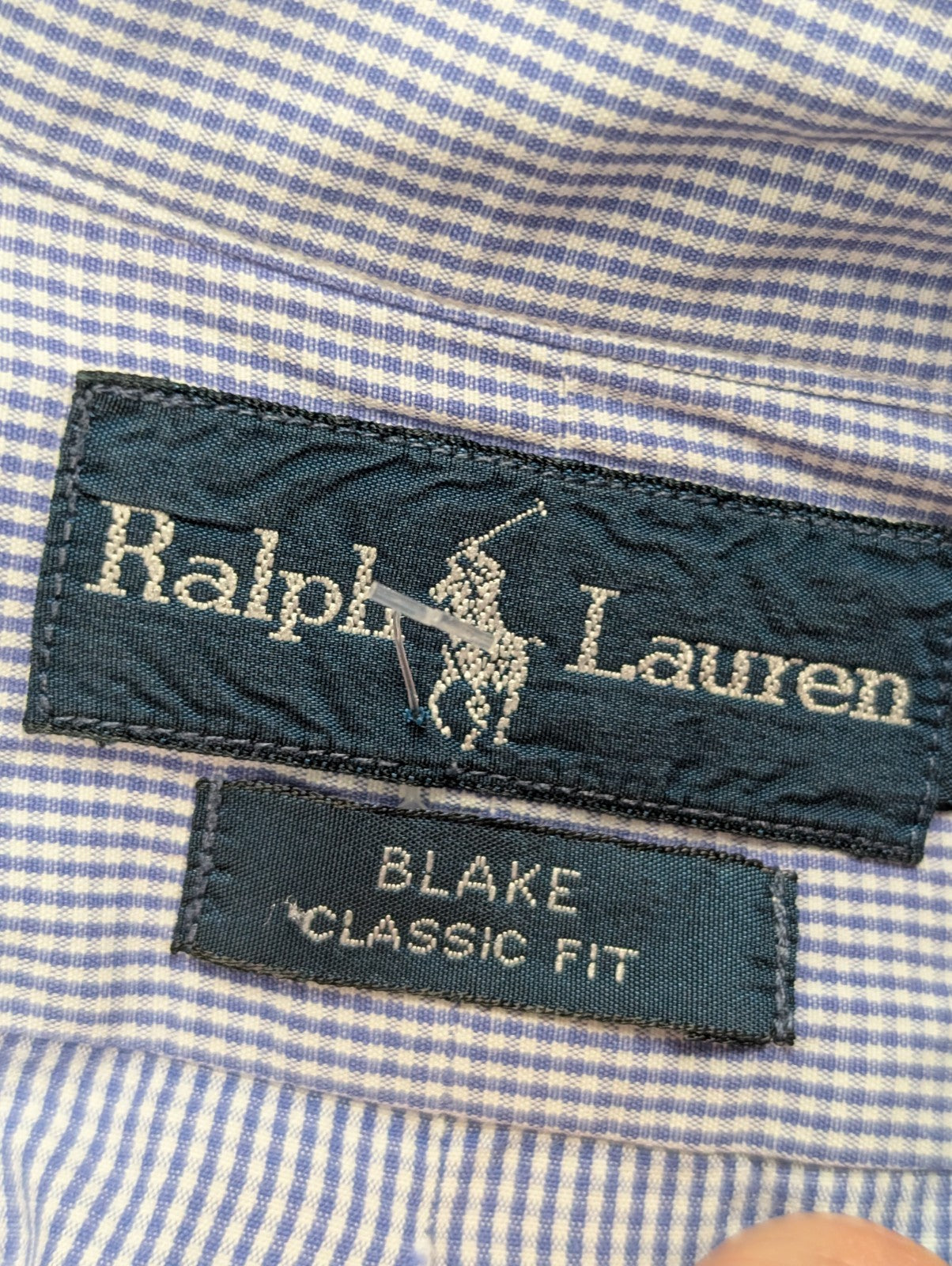 Chemise Polo Ralph Lauren Shirt Blake L XL Vichy Bleu Logo Noir Button Down