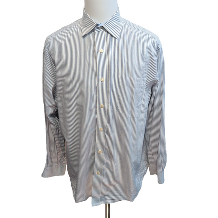 Chemise Nautica XL Bleu Rayures 100% Coton Poche Manches Longues