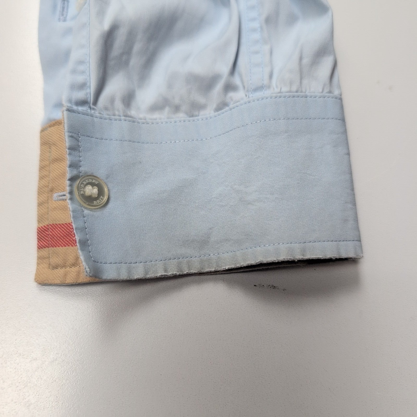 Chemise Burberry Brit Vintage Taille XL Bleu Clair Coton Logo Brodé