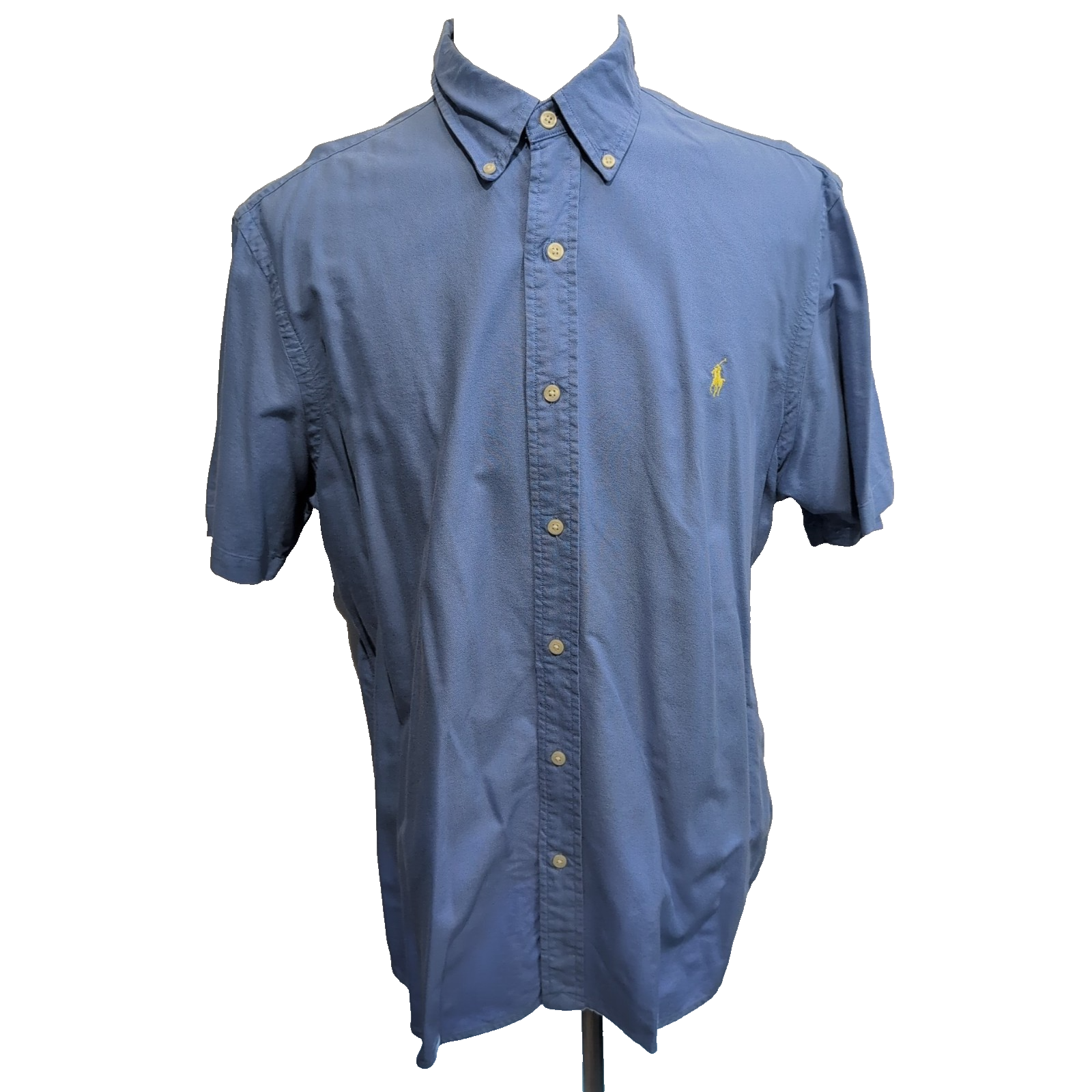 Chemise Polo Ralph Lauren XL Bleue Shirt Button Down Manches Courtes QR code