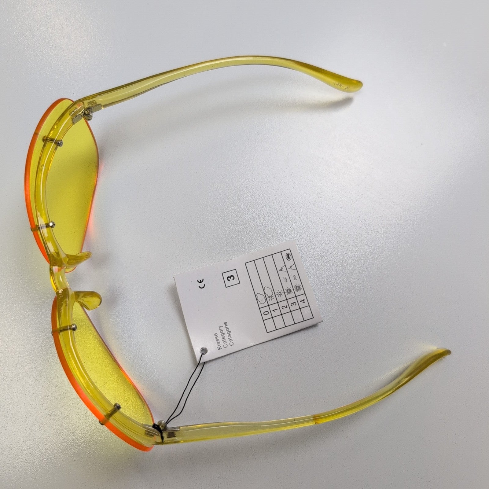 Lunettes de soleil Y2K Grand verre ovale Jaune transparent