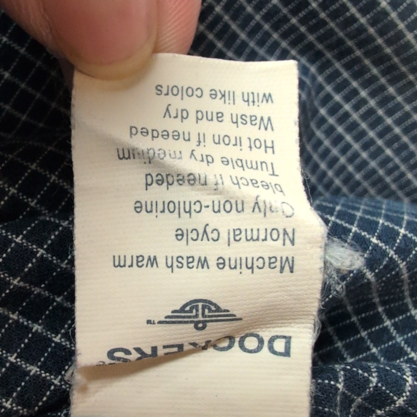 Chemise Dockers bleu marine à petits carreaux manches courtes taille XL