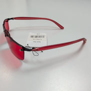 Lunettes de soleil Y2K Carrées Métal Noir Mat et PVC Rouge