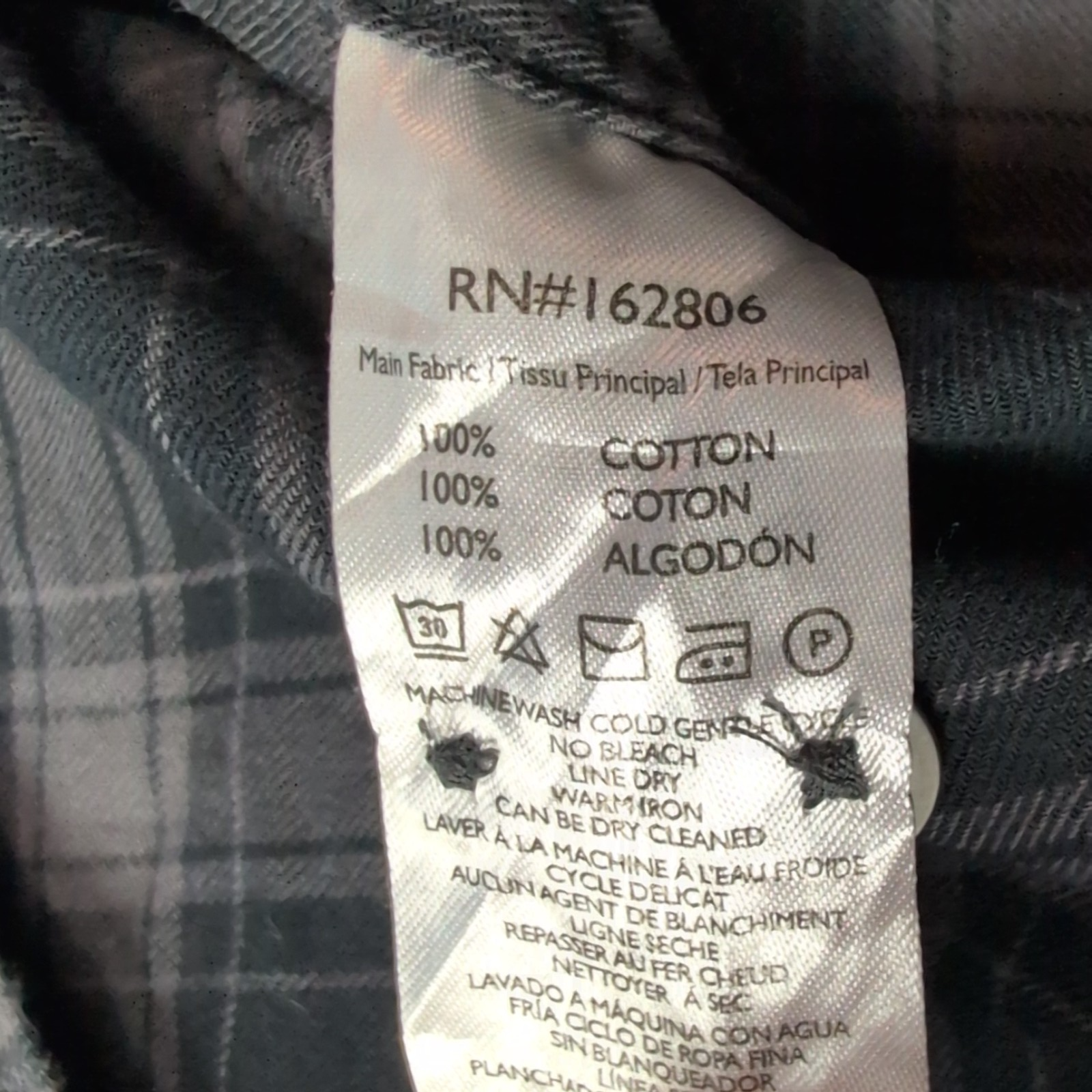 Chemise Cotton & Co en flanelle noire à carreaux taille S