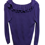 Pull LAUREN Ralph Lauren S violet 100% soie col à volants maille côtelée