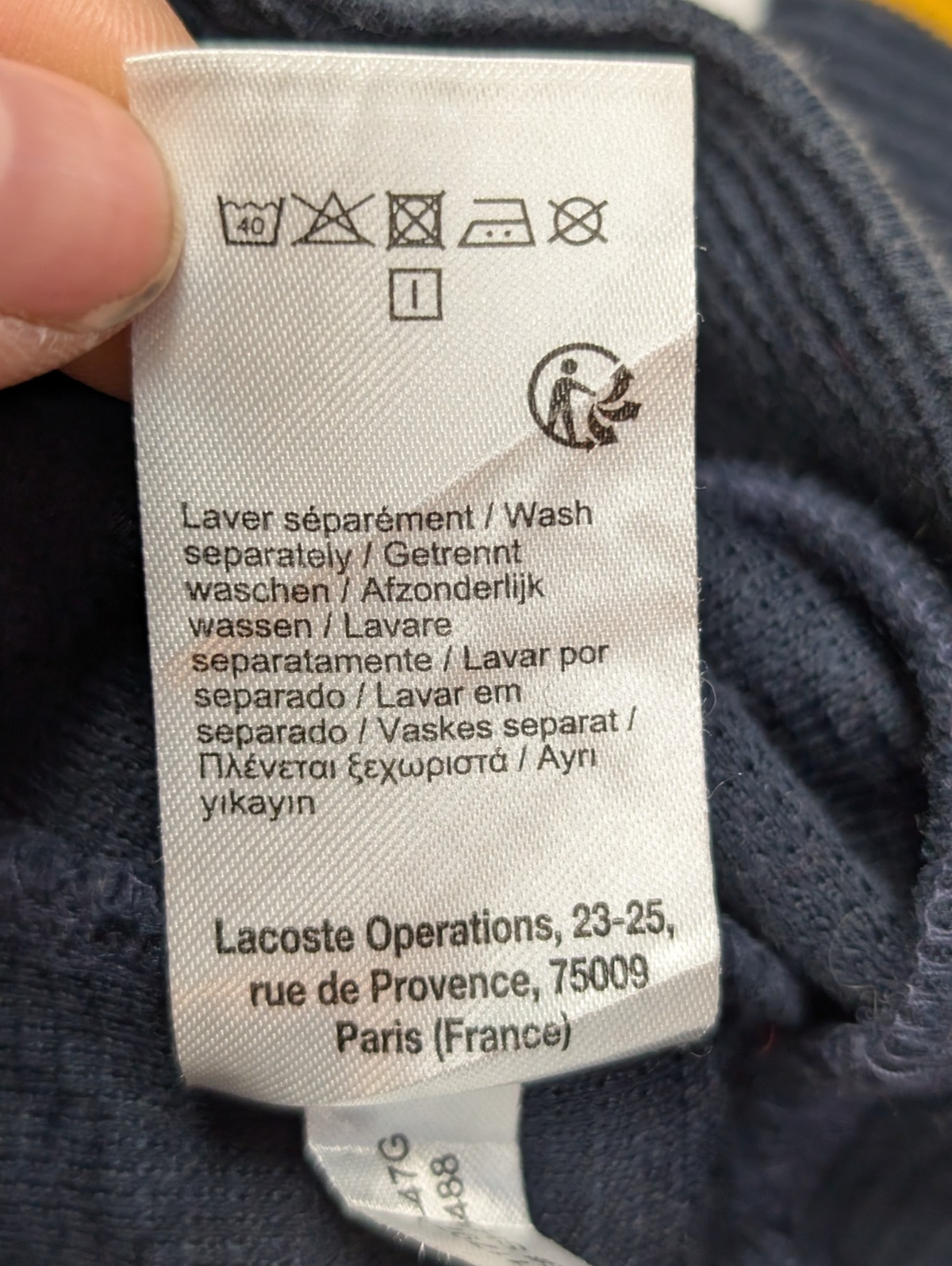 Pull Lacoste M FR4 bleu marine Color Block coton crocodile brodé