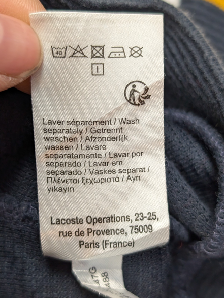 Pull Lacoste M FR4 bleu marine Color Block coton crocodile brodé
