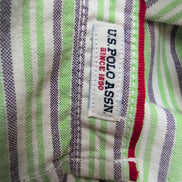 Chemise US POLO ASSN à Rayures Vertes avec Poches Manches Longues - Taille L Enf