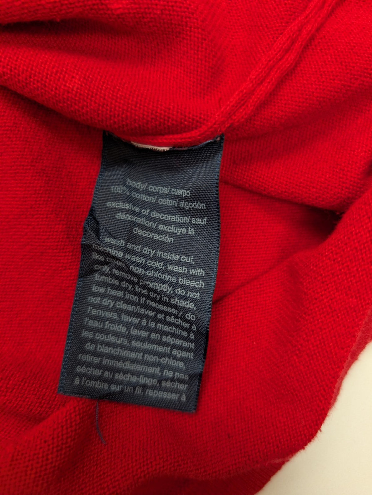 Pull Tommy Hilfiger Femme Rouge Col V Strass Dorés 100% Coton Taille L