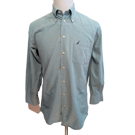 Chemise Nautica Vintage Oxford M Vert Pâle Uni 100% Coton