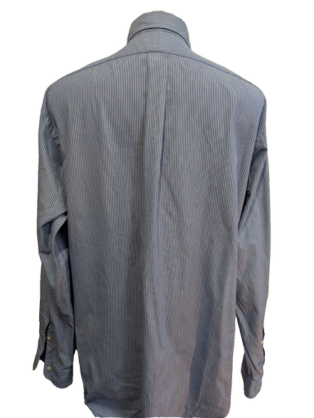 Chemise Ralph Lauren Manches Longues Yarmouth Rayures Bleu Blanc L
