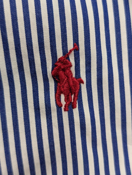 Chemise Polo Ralph Lauren bleue à rayures enfant Taille 12 L custom Fit