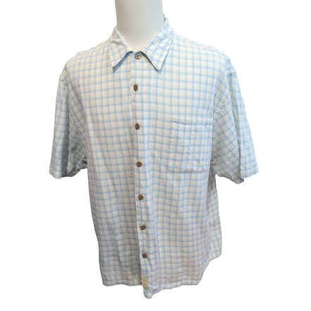 Chemise Nautica Bleu Carreaux Taille XL TG 100% Coton Manches courtes Poche