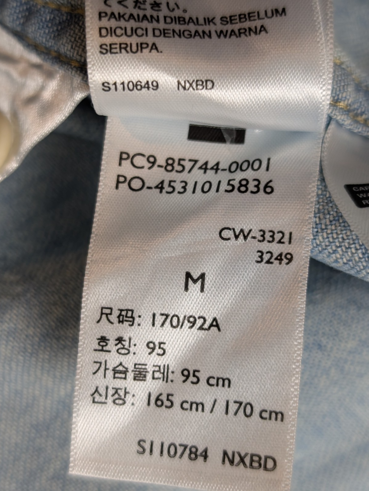 Chemise LEVI'S Western Jean Denim Bleu Manches Longues - Taille M