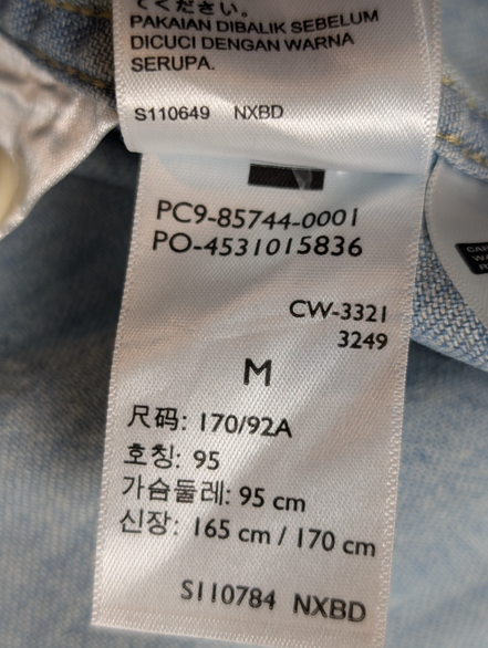 Chemise LEVI'S Western Jean Denim Bleu Manches Longues - Taille M