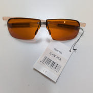 Lunettes de soleil Y2K Rectangulaires Gris Satiné Verres Ambre Branches Semi-épa