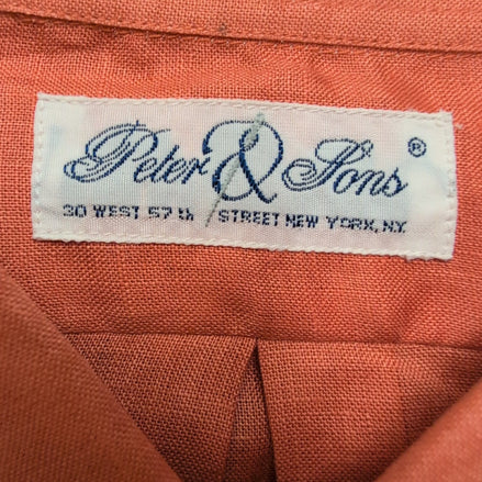 Chemise Peter & Sons New York L/XL 100% Lin Orange Neuve Sans Étiquette