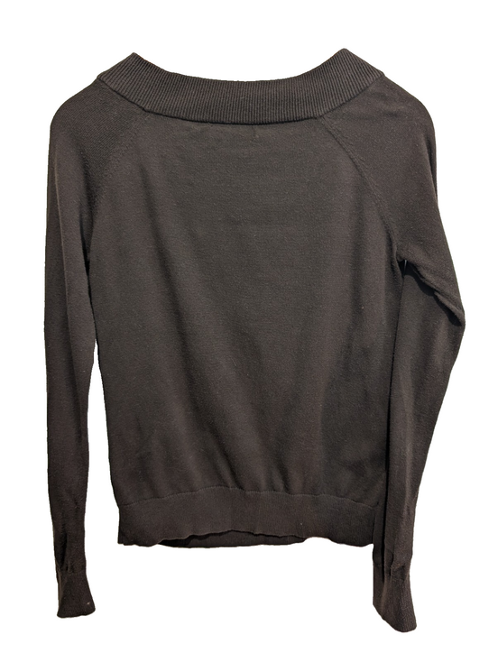 Pull femme LAUREN Ralph Lauren marron col boucle cuir coton taille M