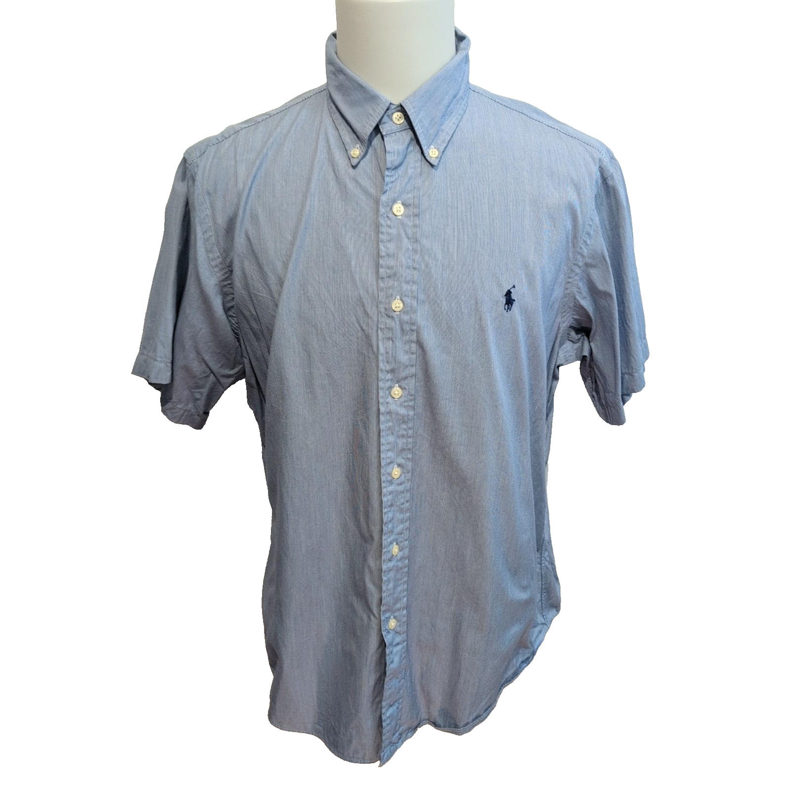 Chemise Polo Ralph Lauren Custom Fit XL Rayures Bleues Manches Courtes