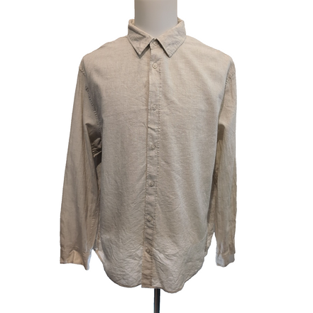 Chemise H&M XL Regular Fit Lin Coton Crème Manches Longues Comme Neuve