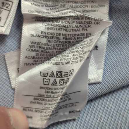 Chemise Brooks Brothers Supima Coton XL XXL Slim Fit Bleu Clair Une Poche