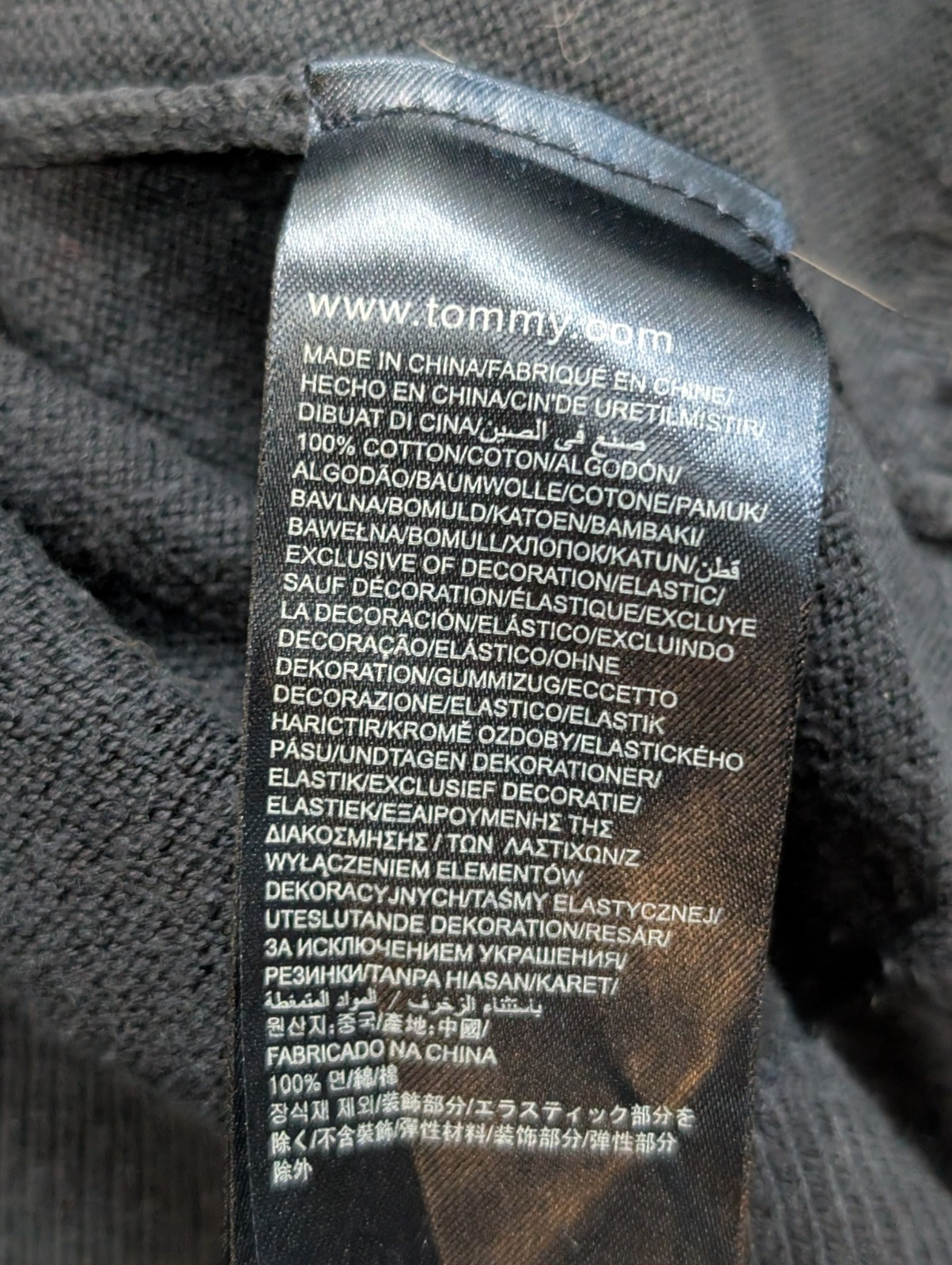 Pull Tommy Hilfiger - Col V - Bleu Marine - Premium Cotton - Taille M