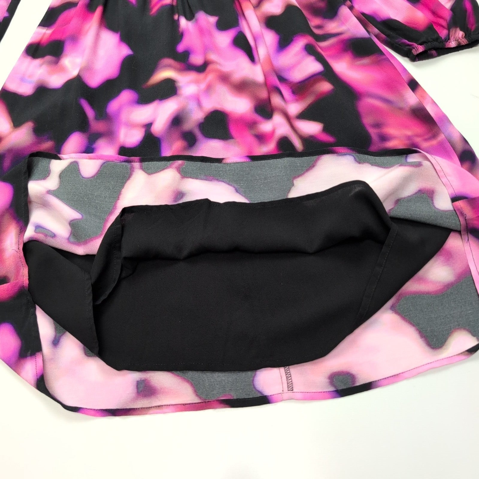 Robe COMMA 34 Cache-Cœur Noir Rose Motif Abstrait Neuve Étiquette