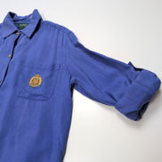 Chemise Lauren Ralph Lauren Femme S Soie Bleu Logo Écusson Doré Poche