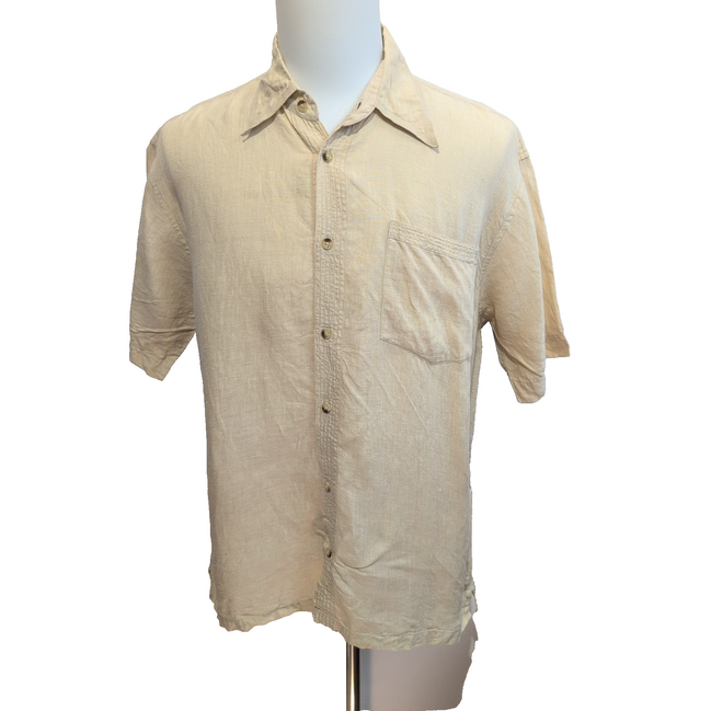 Chemise Owen Powell 100% Lin Crème Manches Courtes Taille XL