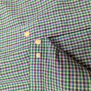 Chemise CHAPS violet et verte à carreaux manches courtes taille L #4e