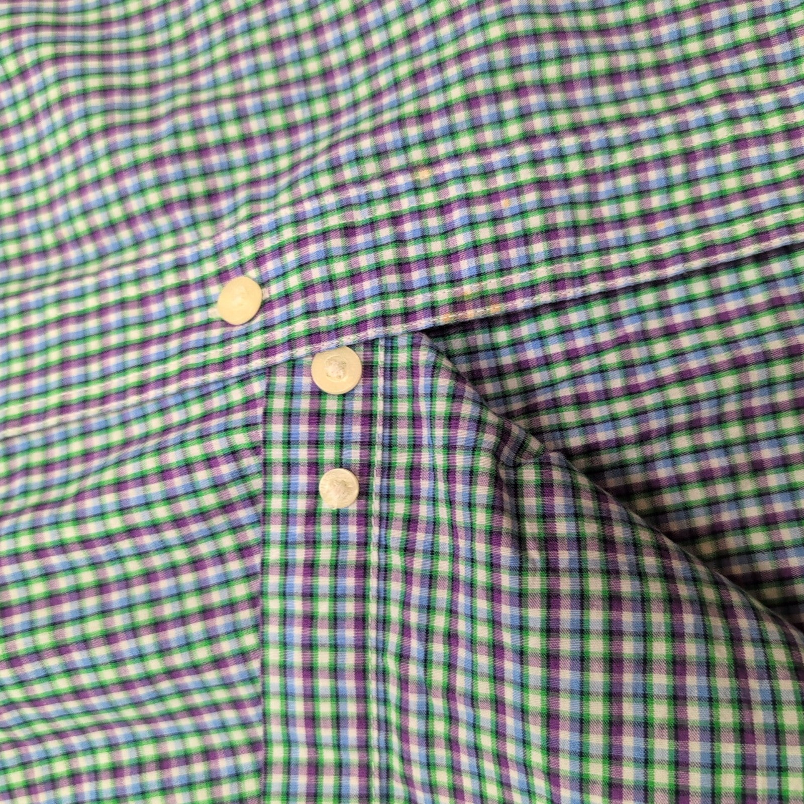 Chemise CHAPS violet et verte à carreaux manches courtes taille L #4e