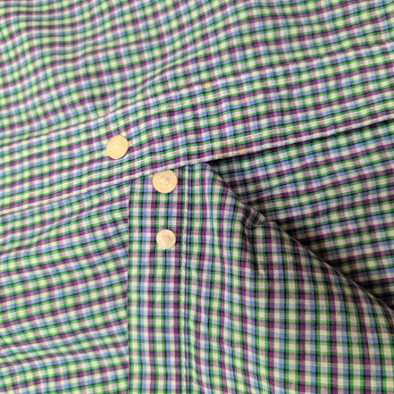 Chemise CHAPS violet et verte à carreaux manches courtes taille L #4e