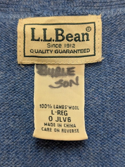 Gilet L.L. Bean Homme Bleu 100% Laine d'Agneau Lambswool - Taille L