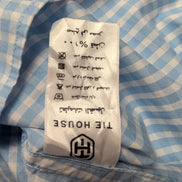 Chemise Tie House Slim Fit M Bleu Ciel Carreaux Coton Égypte manches longues