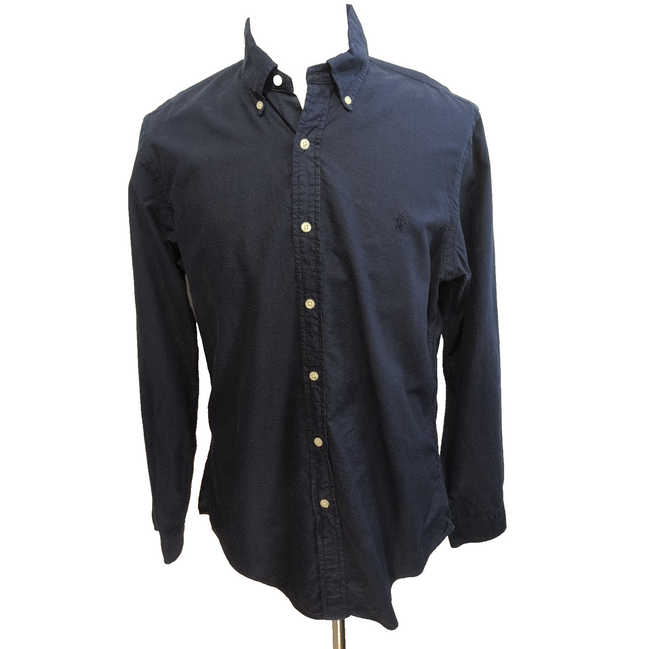 Chemise Ralph Lauren Slim Fit L bleu marine unie manches longues