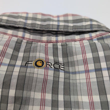 Chemise Carhartt Force XL Kaki Rouge Carreaux Manches courtes 2 Poches