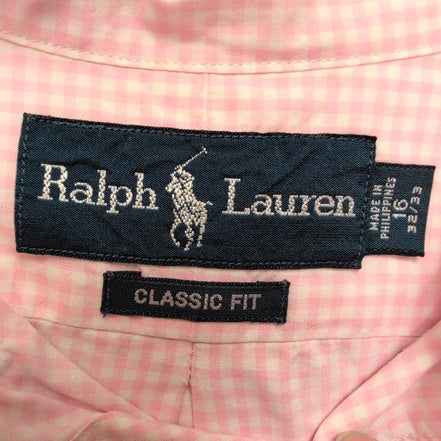 Chemise Ralph Lauren L Rose Petits Carreaux Shirt Button Down Logo Bleu Ciel