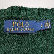 Pull POLO RALPH LAUREN Homme L Vert Torsadé Cable Knit Cotton Excellent État
