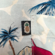 Chemise hawaïenne Pineapple Connection L bleue palmiers 100% rayonne