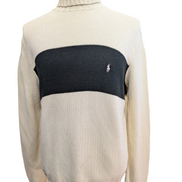 Pull Col Roulé Polo Ralph Lauren Blanc Crème Logo Blanc - Taille L