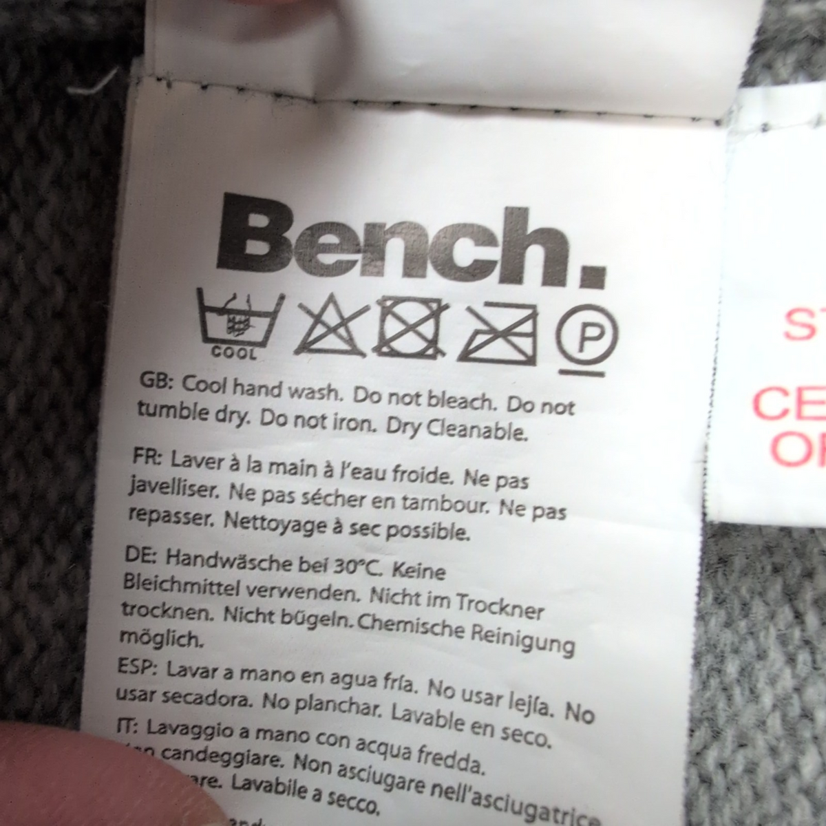 Gilet à capuche Bench gris maille Unisexe Taille L