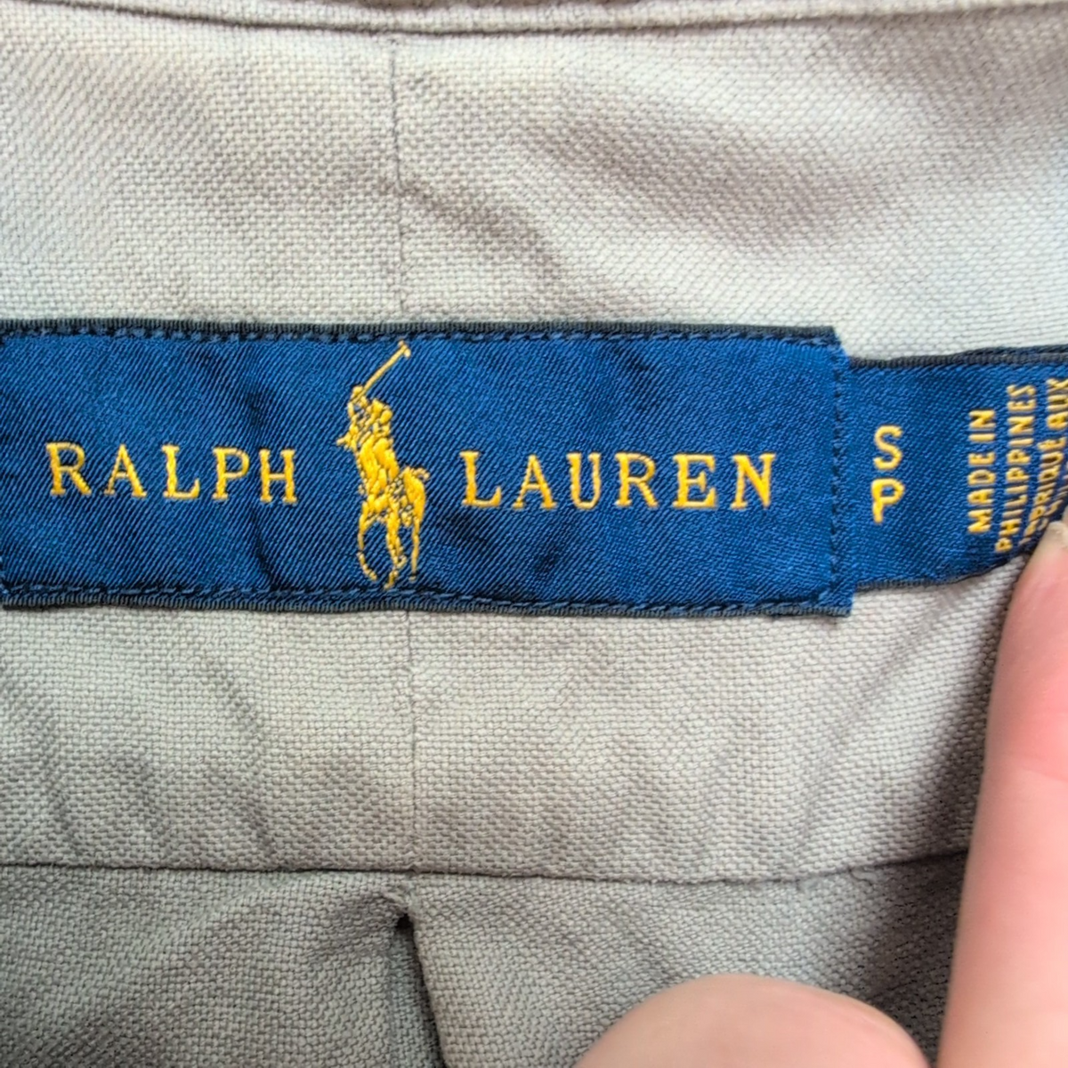 Chemise Ralph Lauren S Gris Taupe Uni Logo Noir Philippines manches longues