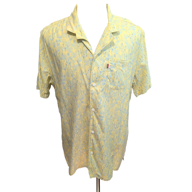 Chemise Hawaïenne Levi’s Jaune Floral Coton Manches Courtes Taille L