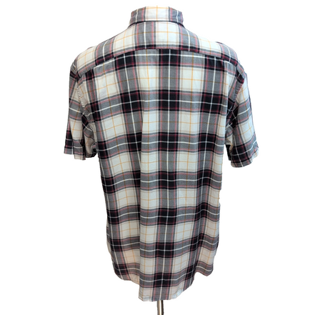 Chemise Nautica Flanelle L Carreaux Rouge Bleu Gris Manches Courtes 2 poches