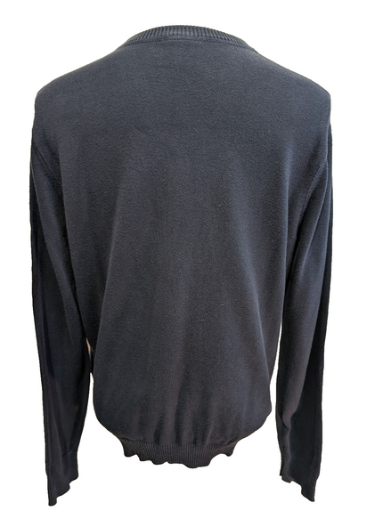 Pull Lacoste Taille 5 (L) bleu marine col V 100% coton crocodile brodé